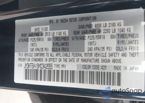 2021 Mazda Cx-5 Grand Touring Reserve from USA, damaged, VIN JM3KFBAY8M0342655